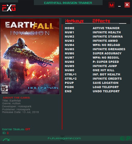 Earthfall Invasion v20181004 (+13 Trainer) FutureX