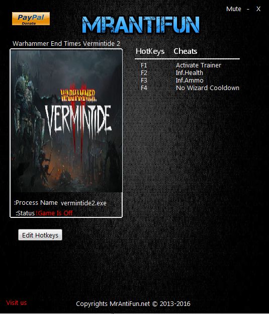 Warhammer End Times Vermintide 2 V1.0.4.2 Trainer +3 MrAntiFun