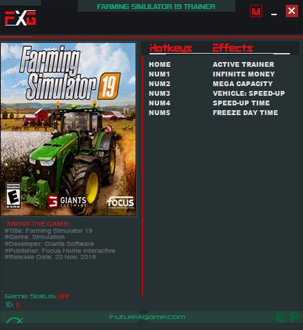 Farming Simulator 19 Trainer +5 v1.1.0.0_v17801_V19830 FutureX